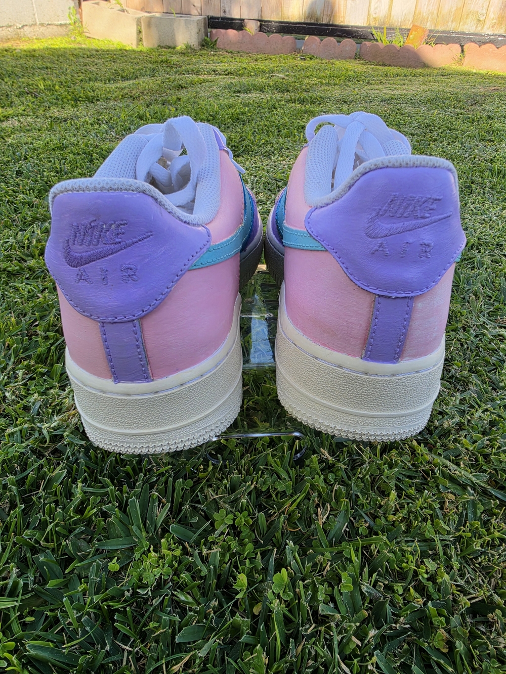 Nike Air Force 1 Custom Shoes Pastel Paradise Easter Green Blue Unisex Size 7Y - Picture 4 of 7
